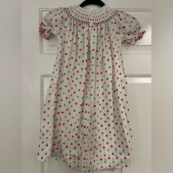 Velani classics girls smocked Christmas polka dot dress - Picture 3 of 4
